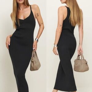 Reformation Dahlia Cotton Sweater Dress Black